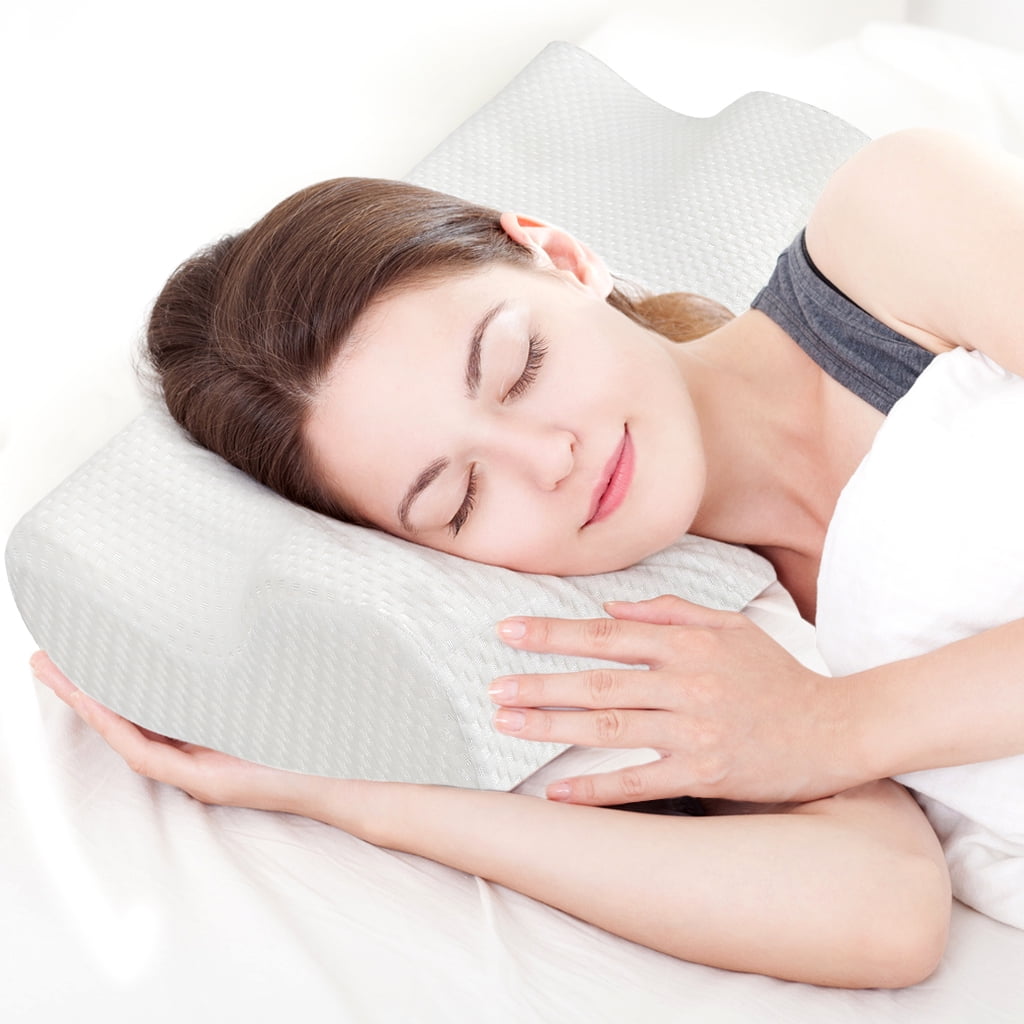 LANGRIA High-Density Memory Foam Bed Pillow CertiPUR-US Therapeutic Cervical Neck Pillow with ...