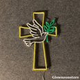 thumbnail image 3 of Glowneon Cross Dove Bird Neon Sign, Cross Pigeon LED Sign, Cross Neon Light, Peace On Earth, 3 of 4