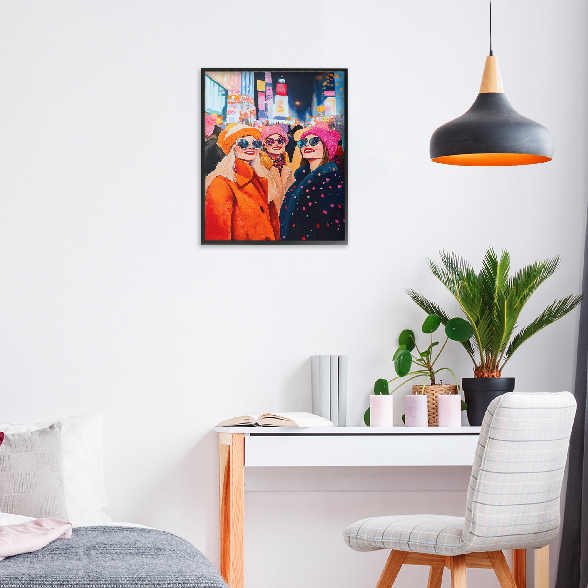 Stupell Industries New Year's Girls in City Black Framed Giclee Art, design by LSR Design Studio