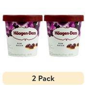 (2 pack) Häagen-Dazs, Rum Raisin Flavor, 415g, Smooth, Allergens Milk, 1 Count, Cardboard Tub, New
