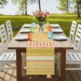 thumbnail image 4 of Table Runners 90 Inches Long Dress Scarves, Yellow Khaki Boho Farmhouse Coffee/Dining/Kitchen Table Runner for Living Room, Vintage Ethnic Tribe Abstract Art 13x90 Inch, 4 of 9