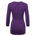 thumbnail image 2 of Made by Johnny Women's Deep V-Neck 3/4 Sleeve Slim Fitted T-Shirt Casual Cross Surplice Wrap Tops S DARK_PURPLE, 2 of 6