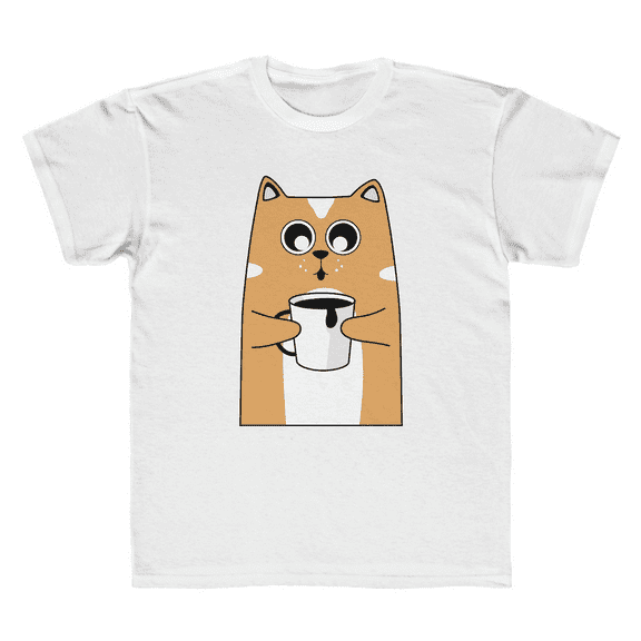 Kids Coffee Cat Regular Fit Tee XS