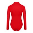 thumbnail image 5 of ZAZYULZ Women's Jumpsuit Women's Mock Turtle Neck Long Sleeve Tops Bodysuit Jumpsuit(Red,M), 5 of 6