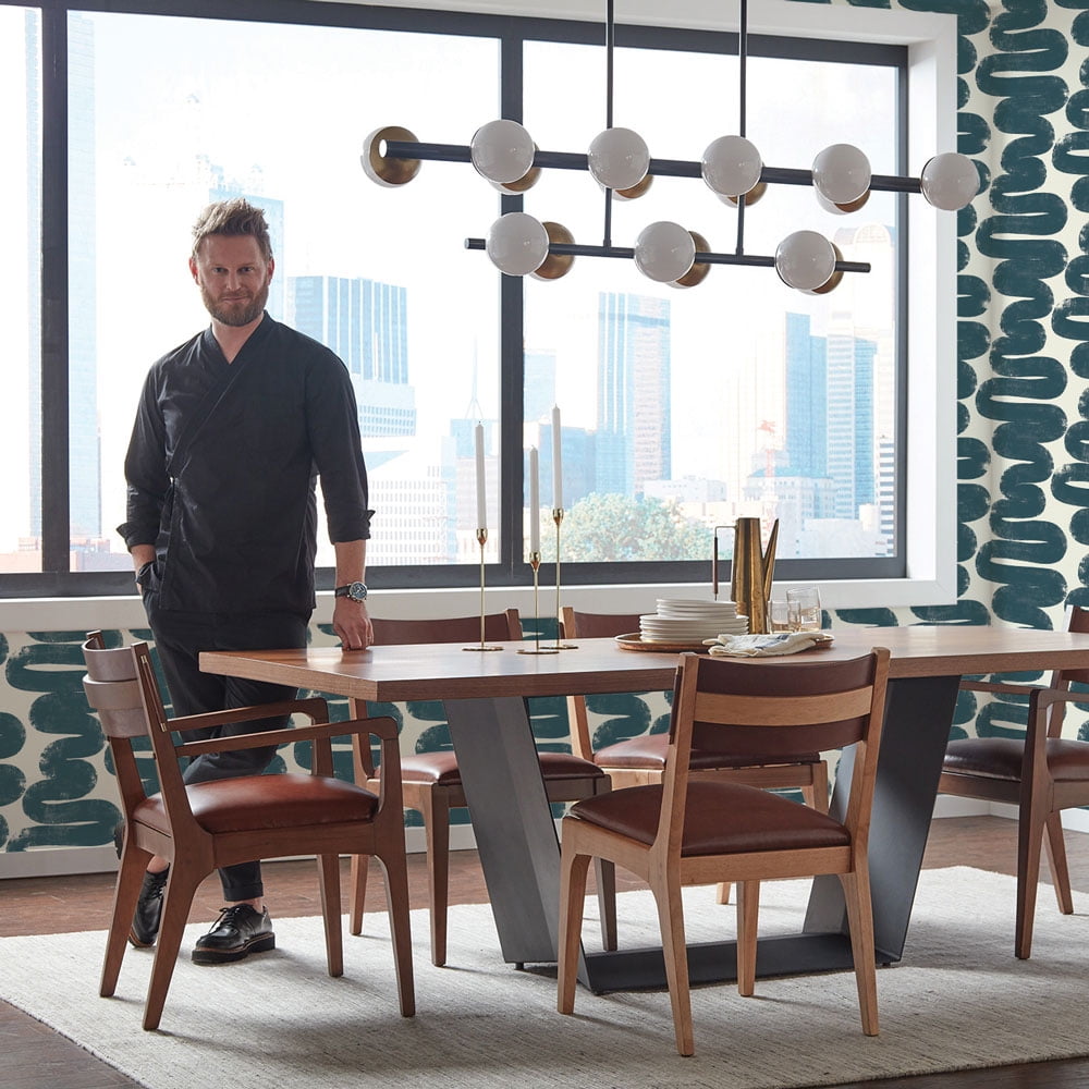 Tempaper x Bobby Berk Wiggle Room Blue and Cream Peel and Stick Wallpaper, 20.5" x 16.5'