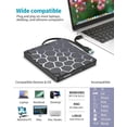 thumbnail image 4 of Tigebraver External CD DVD Drive, 8 in 1 USB 3.0 & Type-C Disc Reader Writer Burner, Slim Portable DVD/CD +/-RW Optical Drive for PC Laptop Desktop MacBook Mac Windows Linux, Silver, 4 of 9