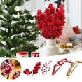 2024 5PCArtificial Red Fruit Cuttings Berry Christmas Tree Wreath Rattan Diy Material Gold