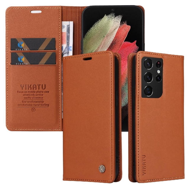Funda para Samsung Galaxy S21 Ultra Estuche de Cuero PU Tipo Cartera con Ranuras para Tarjetas y Cierre Magnético