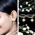 thumbnail image 3 of Rosec Jewels Lab Created Diamond Sunburst Drop Earrings Ef-Vs Grade - Hinged Hoop Earrings for Christmas, 10K Yellow Gold, 3 of 9