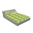 thumbnail image 2 of Ambesonne Retro Fitted Sheet & Pillow Sham Set, Digital Leaf Floral Lines, Full, Green, 2 of 2