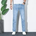 thumbnail image 3 of Men's Ice Silk Light Straight Fit Elastic Casual Pants Jeans, 3 of 4