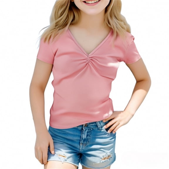 Girls Dance Outfit Set for Kids Summer Sleeveless Top and Shorts Playwear for Everyday Casual Outdoor Activities - Comfortable Stretchy Elastic Waist Age 5-14, 6-7 Years, Pink