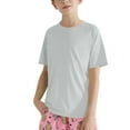 thumbnail image 2 of XIMIN Baby Boys Rash Guard Solid Color Shirts Short Sleeve Quick Dry Swim Shirts UPF 50+ Sun Protection for Kids Athletic Summer Shirt (11-12 Years, Grey), 2 of 9
