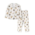 thumbnail image 1 of Fotbe Bees And Flowers Conjunto de Pijama de Manga Larga para Mujer con Estampado, Ropa de Dormir de 2 Piezas, Conjunto de Casa Suave y Cómodo con Bolsillos-Large, 1 of 7