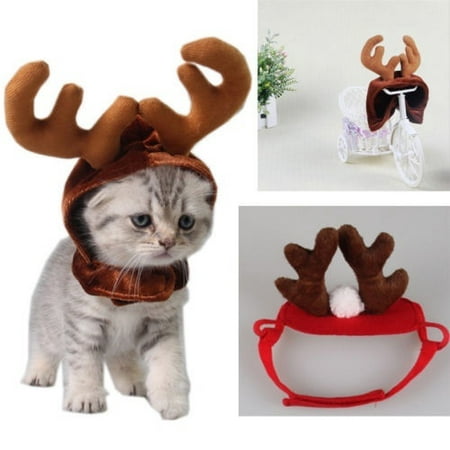 Cute Christmas Reindeer Pet Hat For Puppy Dog Cat Plush Xmas Style Costume