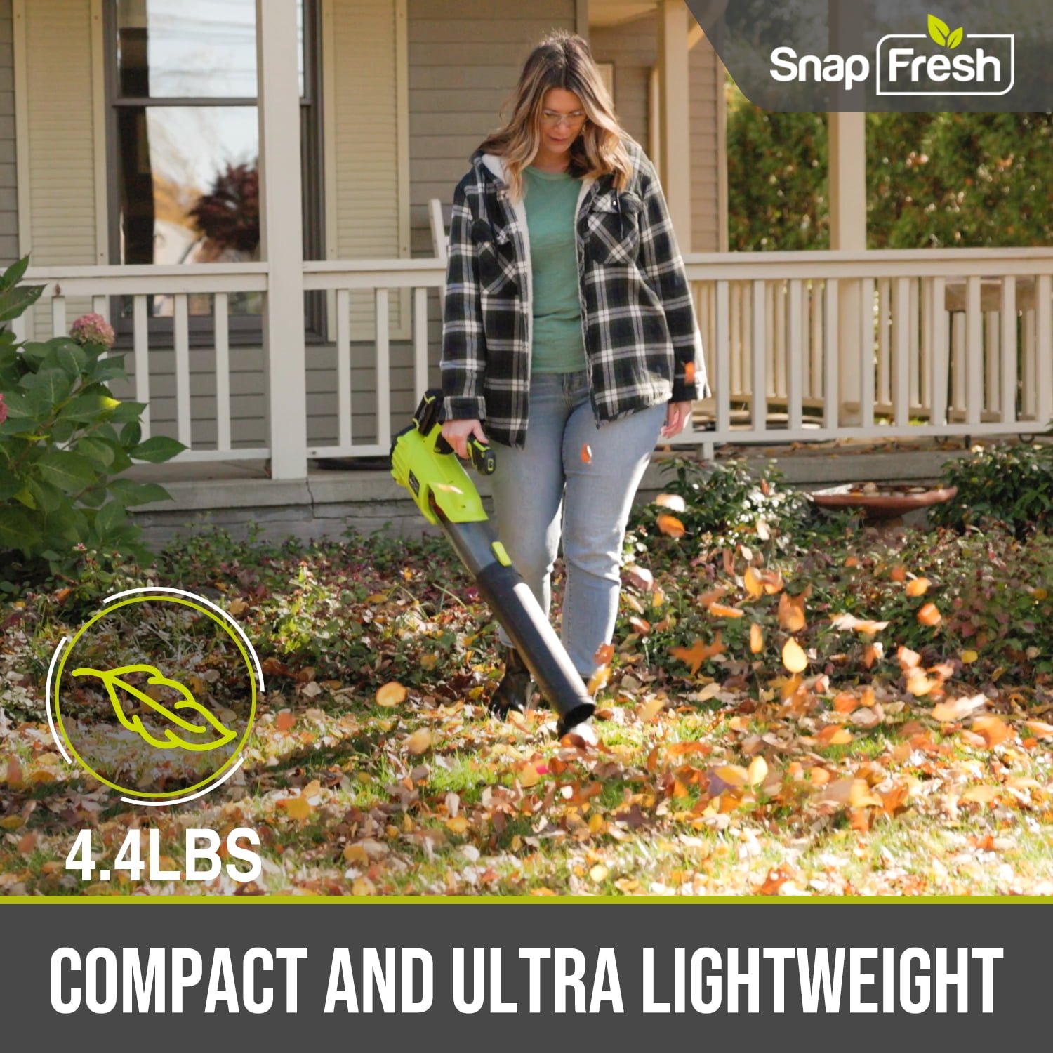 SnapFresh 20V Cordless Leaf Blower Brushless 120MPH 550CFM w/ 7+1 Speed 4.0Ah Battery & Charger