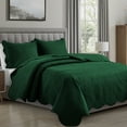 thumbnail image 3 of IR Imperial Rooms 3Pc-Embossed Luxury Bedspread 80GSM Microfiber Floral Vintage Quilt Set Lightweight Full/Queen Emerald Green, 3 of 13