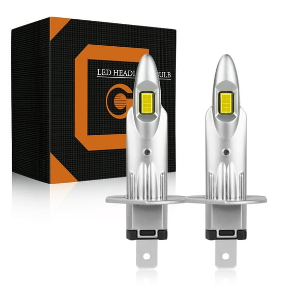QUAYUB H1 LED Headlight Bulb , 6000K Xenon White 80W , Mini Size Wireless Headlight, Pack of 2