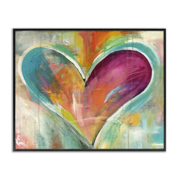 Stupell Industries Contemporary Abstract Textural Heart Black Framed Giclee Art, 30 x 24, by Kami Lerner