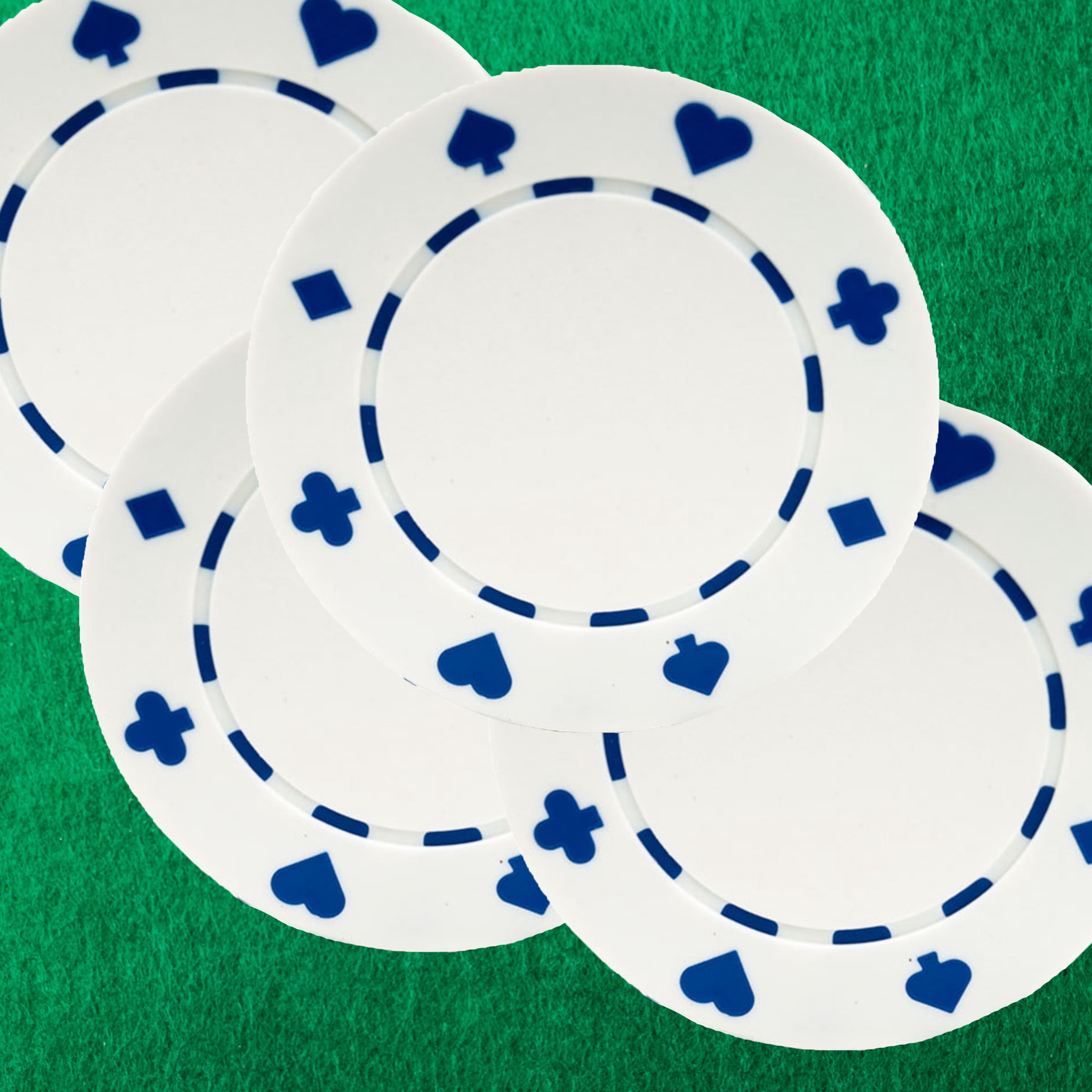 Trademark Games 100-Piece Set of 11.5g Poker Chips with Suited Design, White