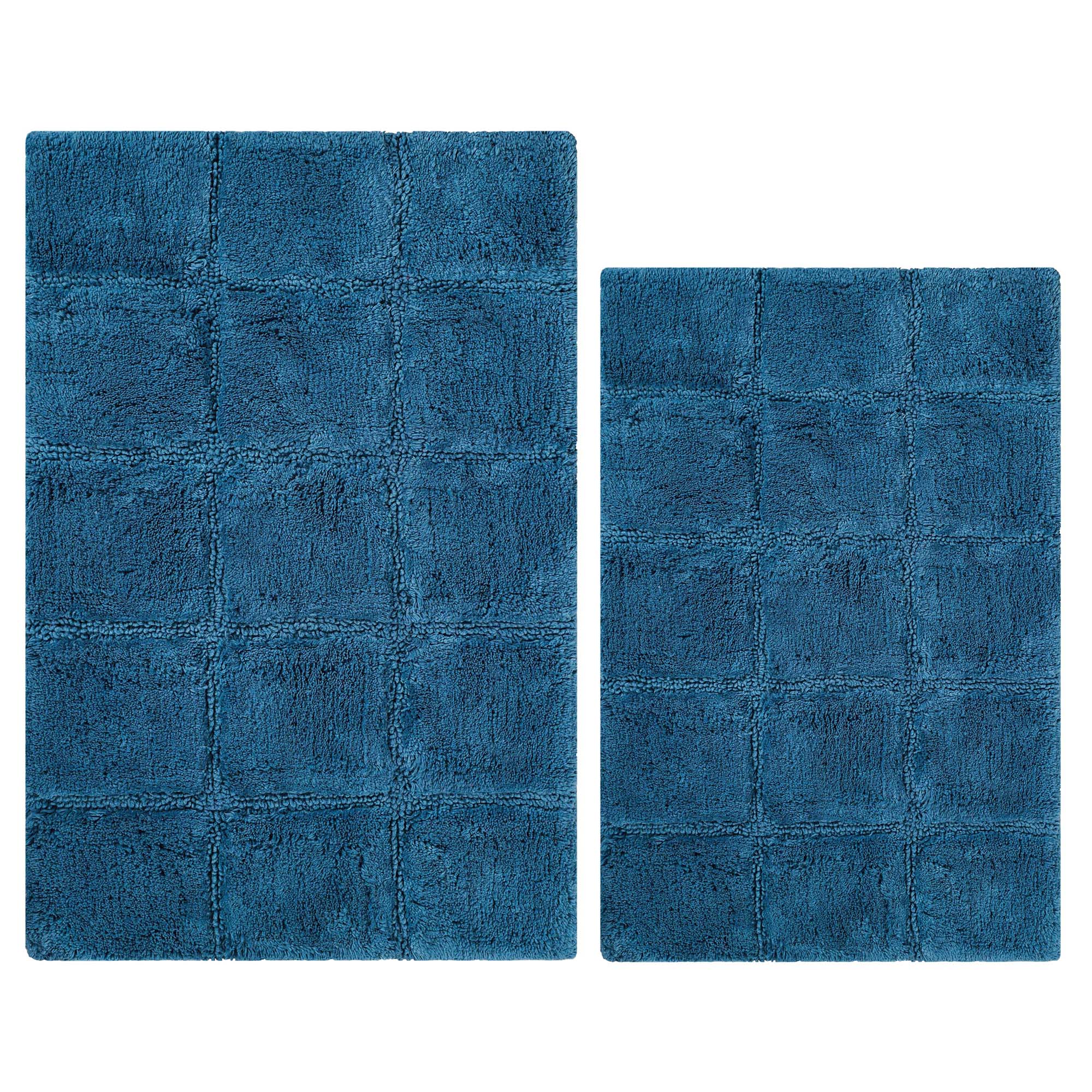 Superior Non-Slip Washable Bath Rug Set, 20" x 30", 24" x 36", Sapphire
