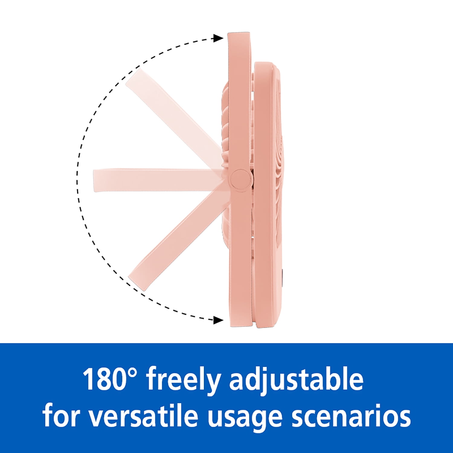 Mainstays 4 in 3-Speed Portable Rechargeable Foldable Fan, Pink Blush, Model FN1041NPB, 2026 Model