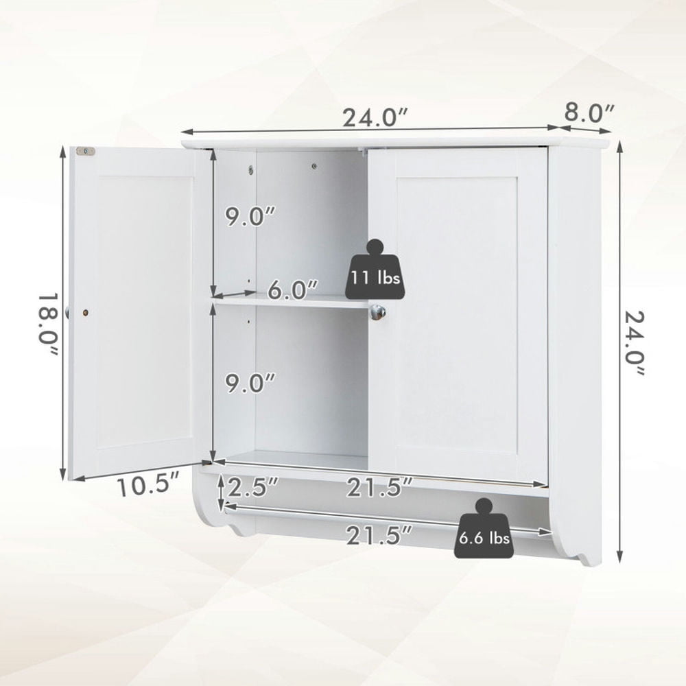 Finihen Bathroom Wall Cabinet, Wall Mounted Bathroom Cabinet, Medicine Cabinet, Wall Mounted Bathroom Storage Medicine Cabinet with Towel Bar, White Finihen Bathroom Wall Cabinet, Wall Mounted Bathroom Cabinet, Medicine Cabinet, Wall Mounted Bathroom Storage Medicine Cabinet with Towel Bar, White