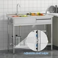 thumbnail image 3 of 47" Utility Sink Freestanding Single Bowl Laundry Sink with Hot and Cold Water Plumbing Workbench & Storage Stainless Steel Sink for Kitchen and Bathroom (Right), 3 of 8