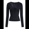 thumbnail image 3 of Camisas Ajustadas de Larga de con Cuello en V Profundo para Mujer, Moda Y2K 2025 Negro L, 3 of 10