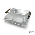 thumbnail image 5 of ELYON 13" Square Serving Tray with Horn Handles, Silver Handmade Platter, 5 of 6