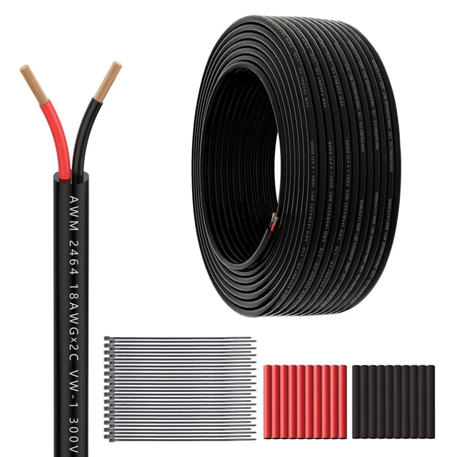 Cable de extensión de cable eléctrico 18 AWG, 2 conductores, 30 m 18/2