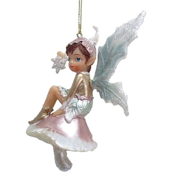 December Diamonds 79-81488 Resin Fairy On Mushroom Ornament 4 Inches