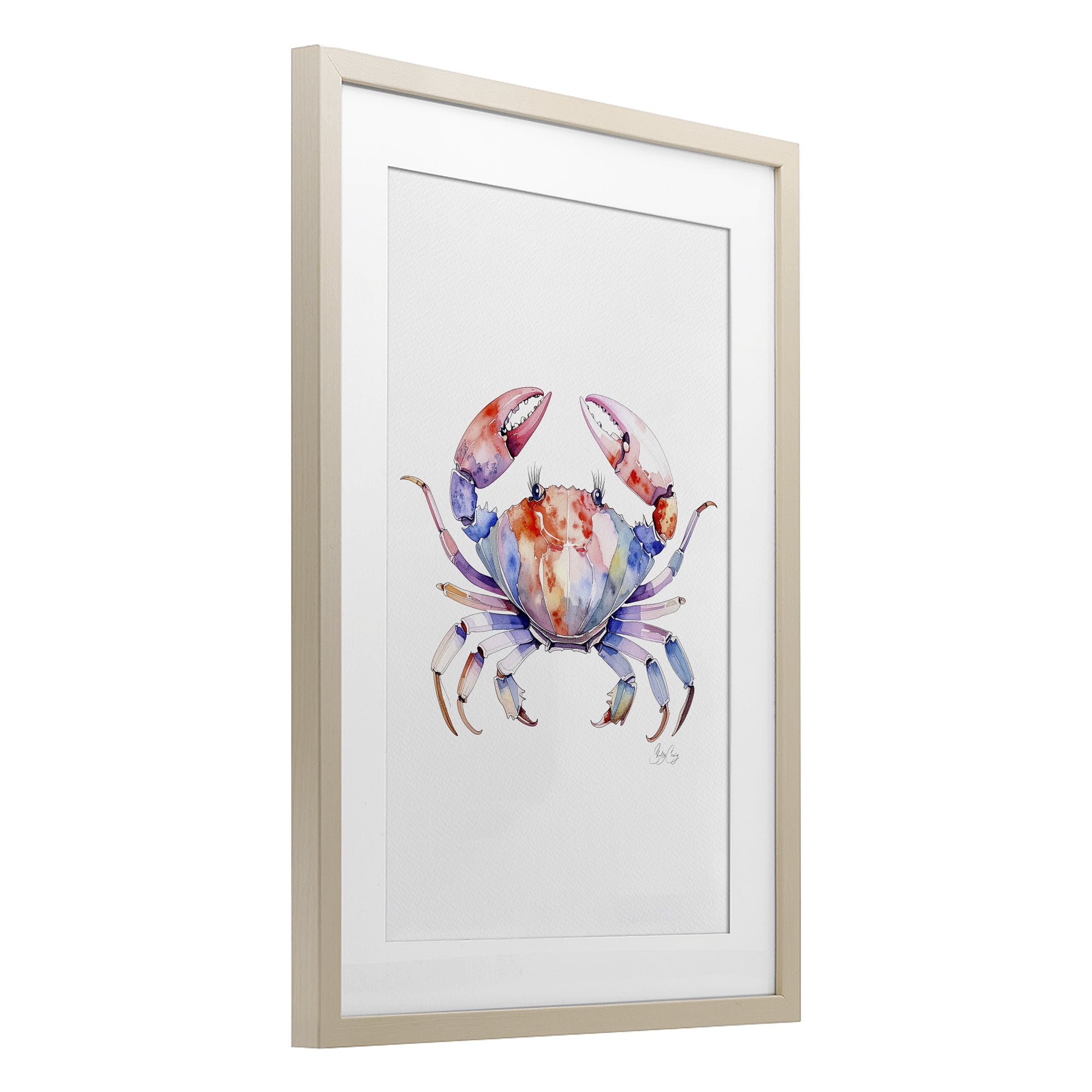 Stupell Industries Tide Dancer Crab Birch Framed Print Under Glass, design by Shelly Craig