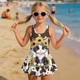 thumbnail image 3 of Uourmeti Cute Cartoon Cat Sunflower Skirted One-Piece Swimsuit for Girls - Quick Dry Stretch Swim Dress for Beach & Pool Vacation, 3 of 8