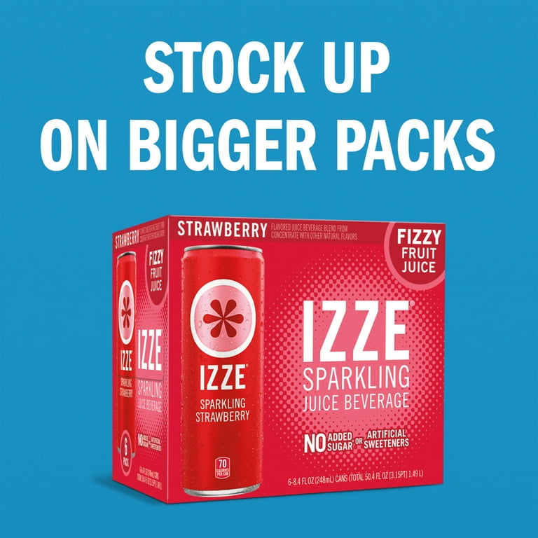 IZZE Sparkling Juice Beverage Blend, Strawberry, No Sugar Added
