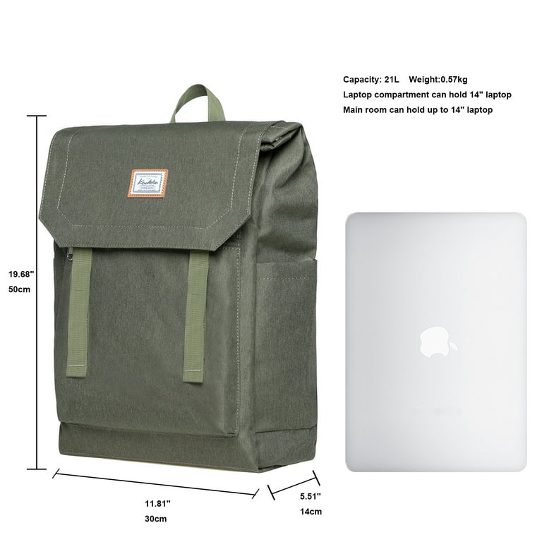 KAUKKO Lightweight Casual Daypack Backpack – Grey, Water-Repellent, Laptop Compartment (Fits 14")