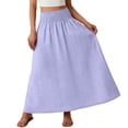 thumbnail image 7 of Womens Eyelet Boho Maxi Skirt Elastic High Waist Flowy Tiered A-Line Long Skirts Solid Casual Ruffle Skirt Flowy Flared Ruffle Skirts Beach Vacation Going Out Outfit, 7 of 7