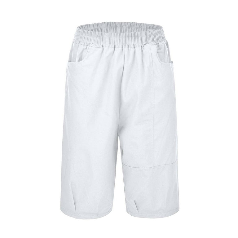 White knee length shorts top