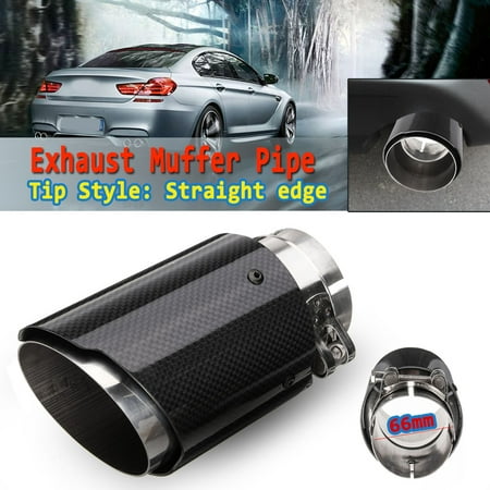 66mm Durable Carbon Fiber Muffler Exhaust Tip Pipe Tail Throat End Trim for Auto