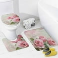 thumbnail image 4 of 4 Piece Shower Curtain Sets Pink Roses Shabby Chic Painting Rug Toilet Lid Cover And Non-Slip U Shape Mat Pink Blooming Romantic Roses Bathroom Decor Sets for Bathroom Decor Set 72inch X 72inch, 4 of 8