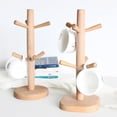 thumbnail image 3 of Wooden Tree Shape Mug Drying Cups Storage Rack Holder With 6 Hooks Home Kitchen Drain Hanger Stand, 3 of 4