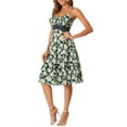 thumbnail image 4 of Vestido midi floral con tirantes de espagueti y escote en V de INSPIRE CHIC Verde XS, 4 of 6