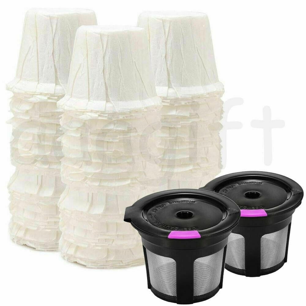 2 piece Refillable Reusable Pods Keurig + 50 pcs Disposable Paper Coffee Filters