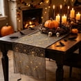 thumbnail image 5 of Extra Long Halloween Table Runner, Black Sheer Table Runner with Gold Print, Gothic Spider Web Table Decor for Halloween Party, Dining Table, Mantel, and Home Display, 5 of 6