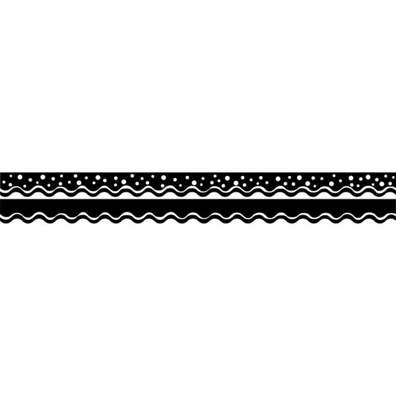 Barker Creek Happy Black Double-Sided Scalloped Edge Border 39 feet of 2-1/4" Border/Pack LL999