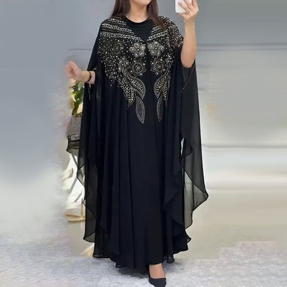Product Category Women's Casual Dress and Abaya Ensemble Elegant Long Sleeve Pullover Style for Everyday Wear