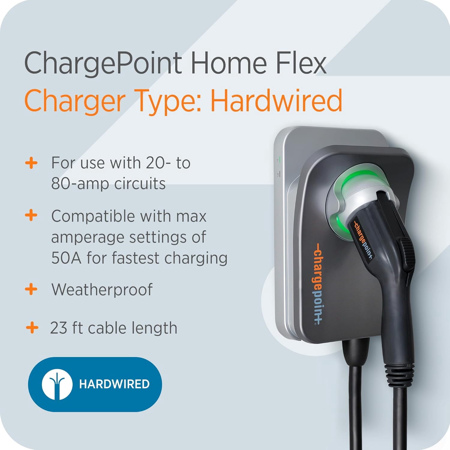 ChargePoint Level 2 240V, 50 Amp Electric Vehicle Charging Station with Flexible Amperage Settings