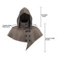 thumbnail image 4 of Medieval Hooded Cloak For Men, Renaissance Cowl Shawl Scarf, Halloween Festival Short Poncho Cape Accessories, 4 of 7
