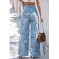 thumbnail image 2 of Women's Sky Blue Floral Print Shift Jeans – High Waist Denim with Frayed Hem for Casual Daily Wear, 16, 2 of 7