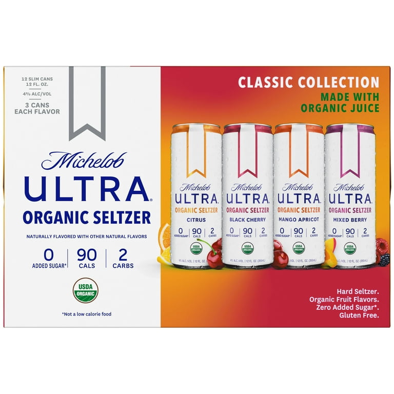 Michelob ULTRA Organic Hard Seltzer, Variety Pack, 12 Pack, 12 fl oz Cans,  4% ABV - Walmart.com